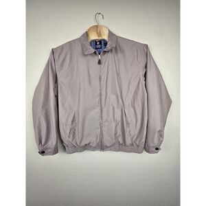 Chaps Jacket Mens XL‎ Tan Zip Front Plaid Lined Lightweight Casual